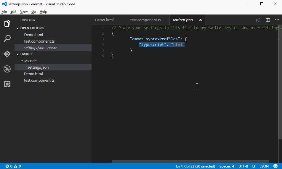 visual studio code emmet html